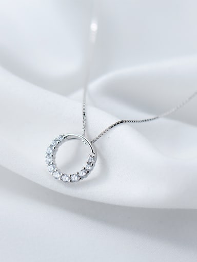 All-match Round Shaped Rhinestone S925 Silver Necklace