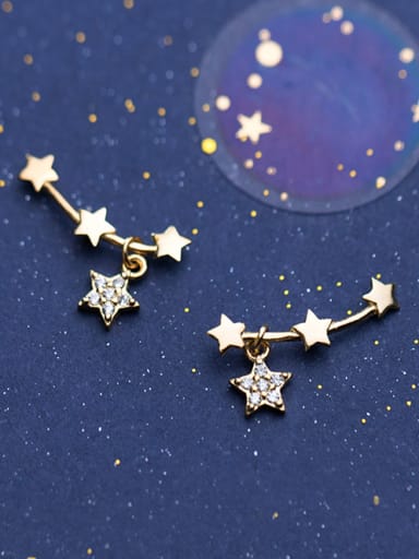 925 Sterling Silver With Cubic Zirconia  Cute Star Stud Earrings