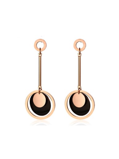 Temperament Rose Gold Plated Round Shaped Drop Earrings