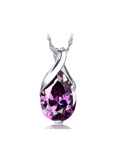 Fashion Water Drop Purple Crystal Copper Pendant