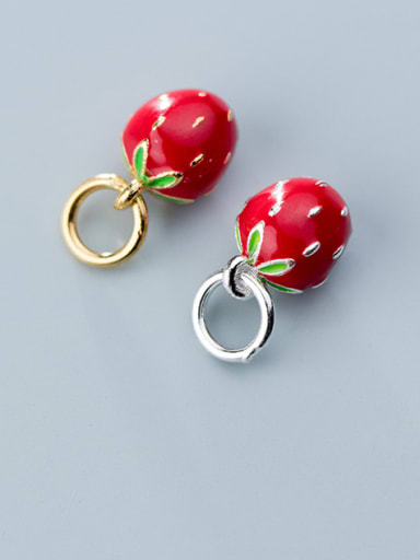 925 Sterling Silver Enamel  Cute Friut Strawberry  Charms