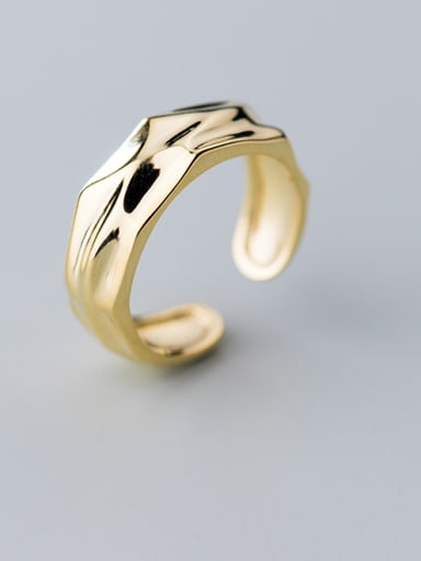 925 Sterling Silver With Gold Plated Fashion Irregular Free Size Rings