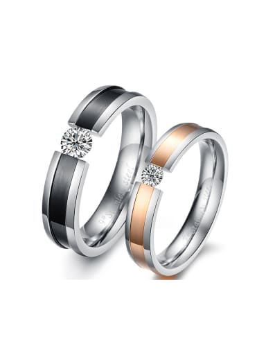 Fashion Cubic Rhinestone Titanium Lovers Ring