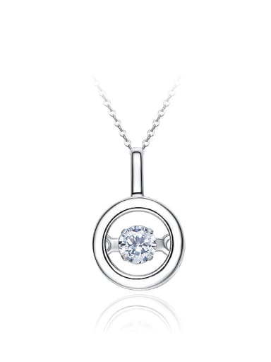 Simple Little Hollow Round Cubic Rotational Zircon 925 Silver Pendant