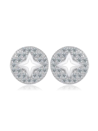 Round Hollow Star Micro Pave Stud Earrings