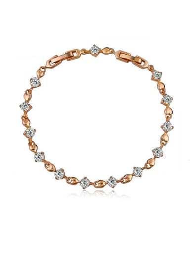 Copper Alloy Rose Gold Plated Simple style Zircon Bracelet