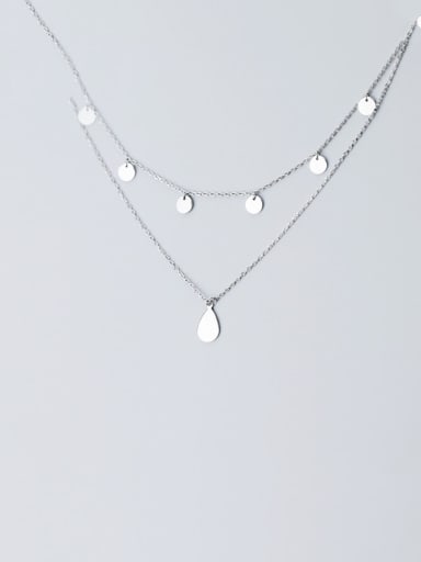 925 Sterling Silver With  Simplistic  Smooth Round Multi Strand Necklaces
