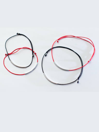 Sterling Silver minimalist style long tube red thread Bracelet
