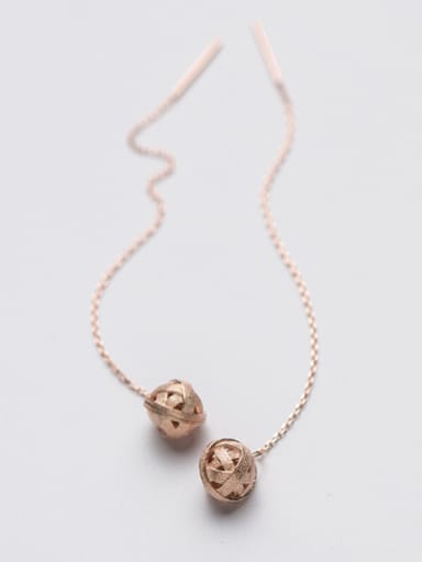 Elegant Rose Gold Plated Ball Design Silver Line Earrings