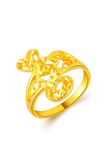 Women Luxury 24K Gold Plated Heart Design Ring