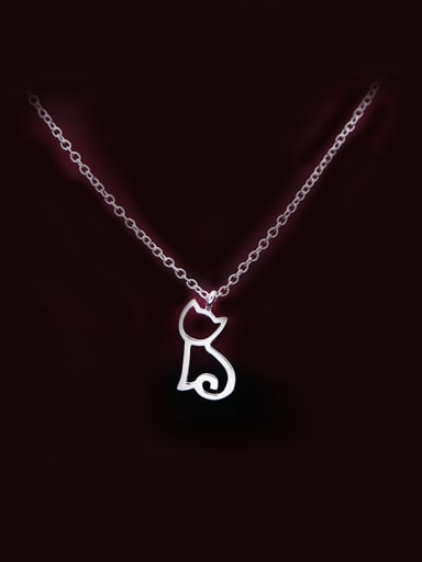 S925 Silver Lovely Kitten Short Clavicle Necklace