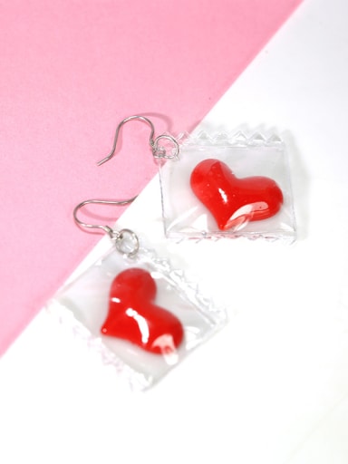 Personalized Red Heart 925 Silver Earrings