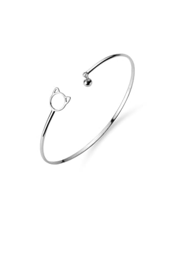 925 Sterling Silver With Platinum Plated Fashion Cat Bangles