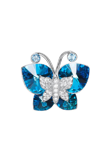 Fashion Butterfly Blue austrian Crystals Brooch