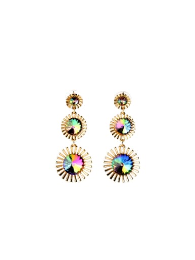 Round Colorful Stones Drop Chandelier earring