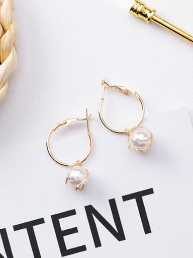 Alloy With Gold Plated  Imitation Pearl Trendy Earrings
