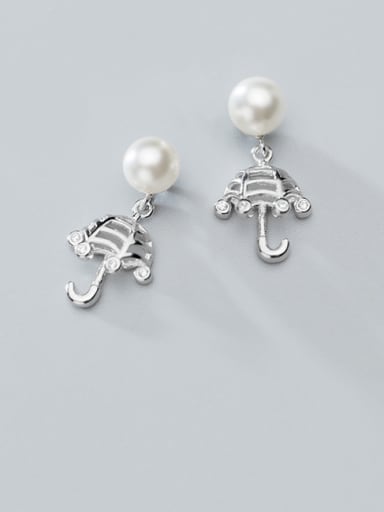 925 Sterling Silver With Platinum Plated Cute Irregular Stud Earrings