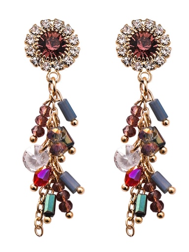 Alloy With Rose Gold Plated Ethnic Round Flower Tassel  Drop Earrings