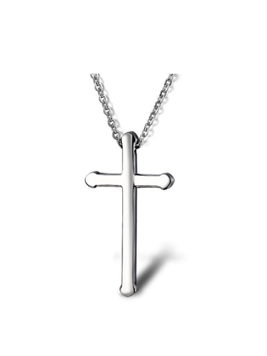 Simple Cross Titanium Smooth Unisex Necklace