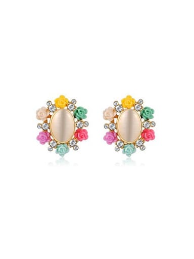 Temperament Flower Shaped Opal Stud Earrings