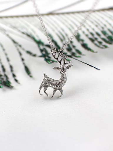 Fashion Little Deer Tiny Zirconias Silver Necklace