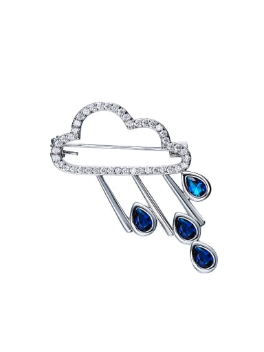Simple Personalized Blue Stones Platinum Plated