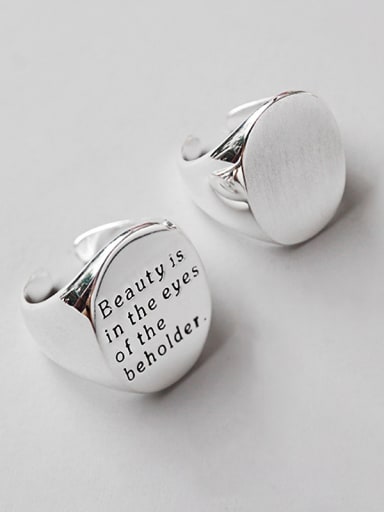 925 Sterling Silver With Personality In English&Wire Drawing Noodles Oval Free Size Rings
