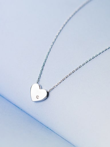 Fresh Heart Shaped Rhinestone S925 Silver Necklace