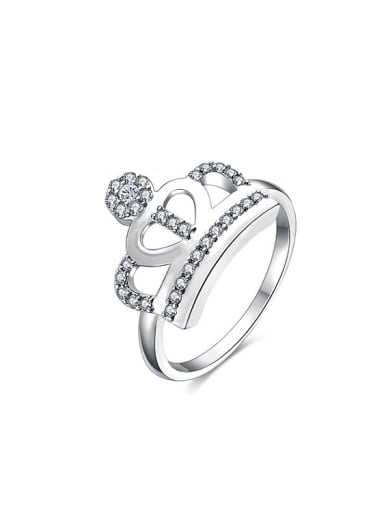 Women Exquisite Platinum Plated Crown Shaped Zircon Ring