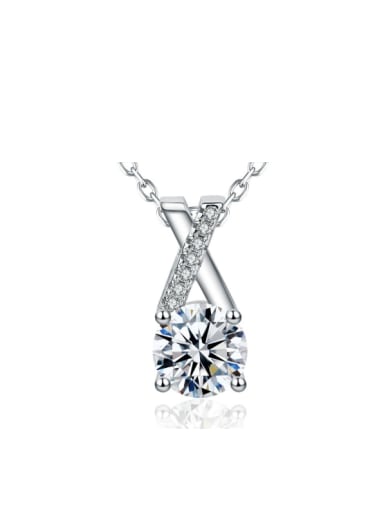 Cross Shining Zircons S925 Silver Clavicle Necklace