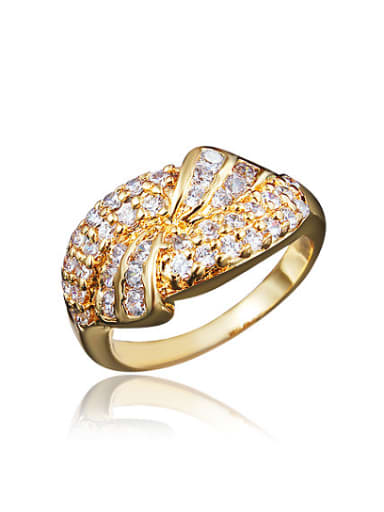 Women Exquisite 18K Gold Plated Geometric Zircon Ring