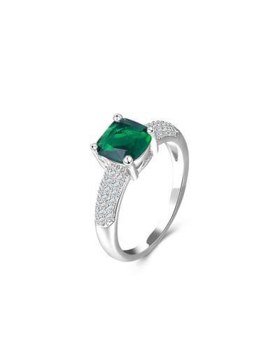 Women High Quality Glass Stone Platinum Plated Ring