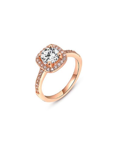 Rose Gold Plated Round Shaped Zircon Ring