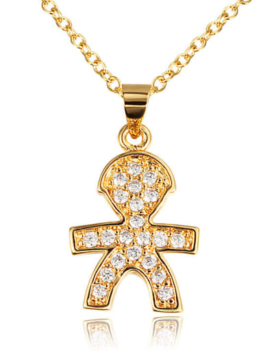 Creative 18K Gold Plated Human Body Shaped Zircon Necklace