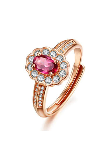 Rose Gold Plated Gemstone Flowery Ring