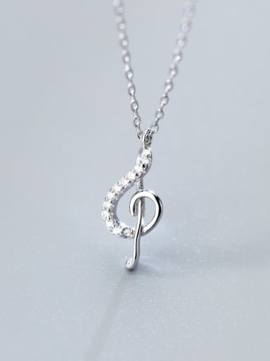 Sterling silver sweet micro-inlay note necklace