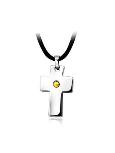 Delicate Cross Shaped Artificial Leather Necklace