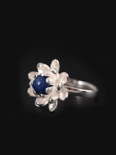 S925 Silver Flower-shape Opening Ring