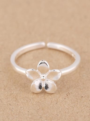 Simple Flower Silver Opening Midi Ring