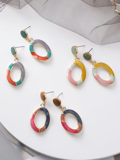 Alloy With Imitation Gold Plated Simplistic Oval Drop Earrings