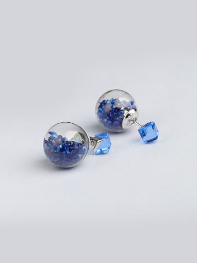 S925 silver 16m glass stud Earring are all-match Tremella nail