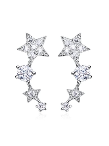 Fashion Tiny Cubic Zirconias Stars 925 Silver Stud Earrings