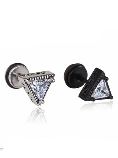 Stainless Steel With Black Gun Plated Fashion Triangle Stud Earrings