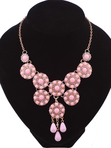 Fashion Exaggerated Stones-covered Flowers Alloy Necklace