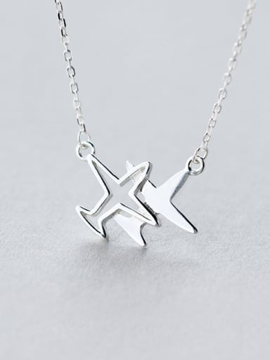 S925 silver hollow small plane necklace