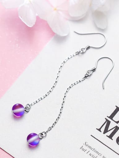 Temperament Purple Frosted Round Shaped Crystal Drop Earrings