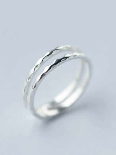 S925 silver double layer waves opening ring