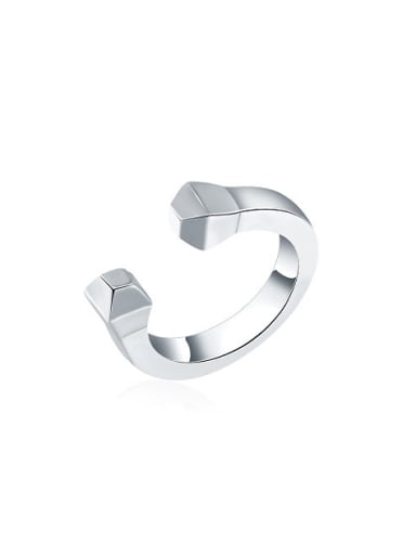 Trendy Open Design Platinum Plated Geometric Shaped Ring