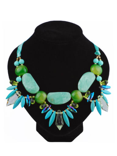 Exaggerated Turquoise stones Green Resin Alloy Necklace