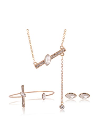 Alloy Imitation-gold Plated Simple style Artificial Stones Three Pieces Jewelry Set